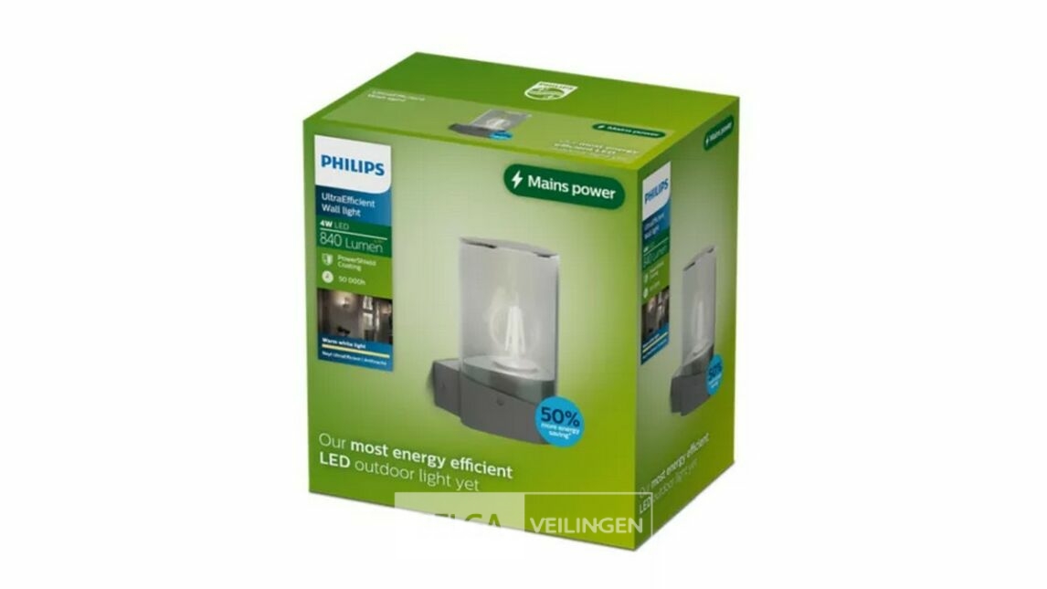 Philips wandlamp buiten led 840 lumen 4W 2700K IP44 – foto 2 – kavel bij Belga Veilingen, Bree