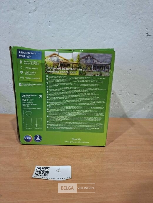 Philips wandlamp buiten led 840 lumen 4W 2700K IP44 – foto 4 – kavel bij Belga Veilingen, Bree
