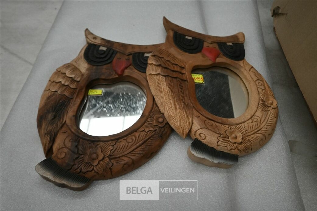 ± 6x Houten uilenspiegels – foto 3 – kavel bij Belga Veilingen, Lummen