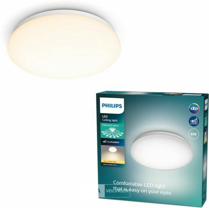 Philips Moire plafondlamp, 6 W, koelwit licht, klein – foto 4 – kavel bij Belga Veilingen, Bree
