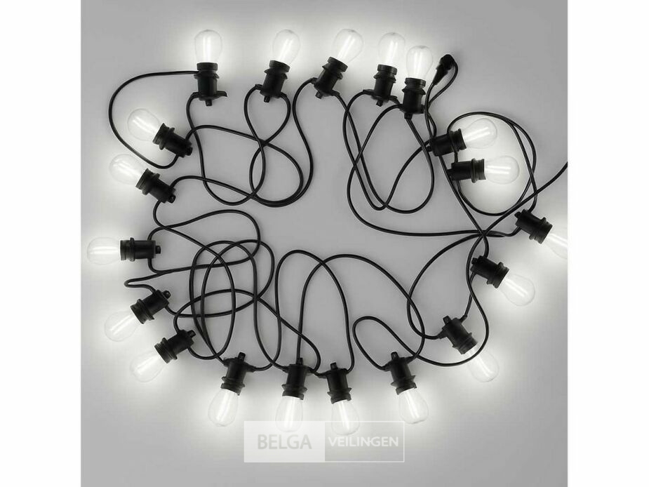 8 x 10 Meter Koppelbare Prikkabel – E27 – IP44 – Met Stekker – Zwart – foto 4 – kavel bij Belga Veilingen