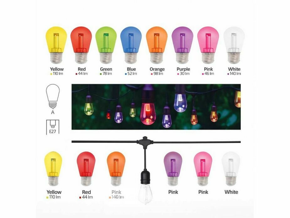 40 x ST45 Filament Shockproof LED Lampen – 5 Kleuren – E27 – foto 2 – kavel bij Belga Veilingen