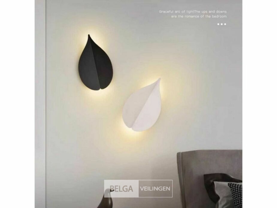 2 x Bladvorm LED Wandlamp – 6W – 3500K Neutraal Wit – SW-239 – foto 3 – kavel bij Belga Veilingen