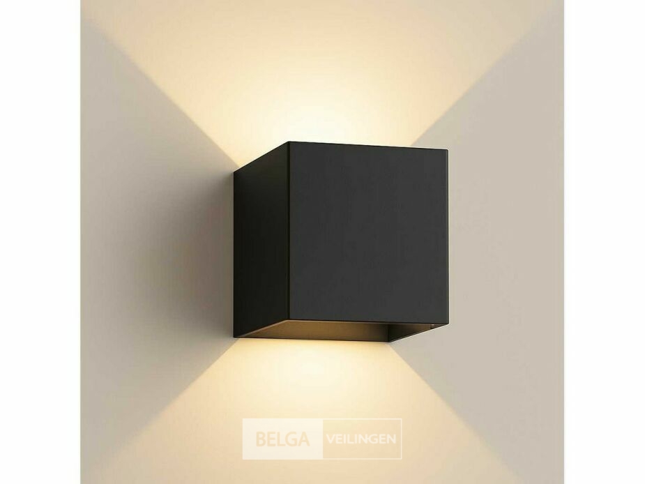 6 x Wandlamp – Tweerichtings LED – Kubus – 2 x 5W – Zwart – foto 3 – kavel bij Belga Veilingen