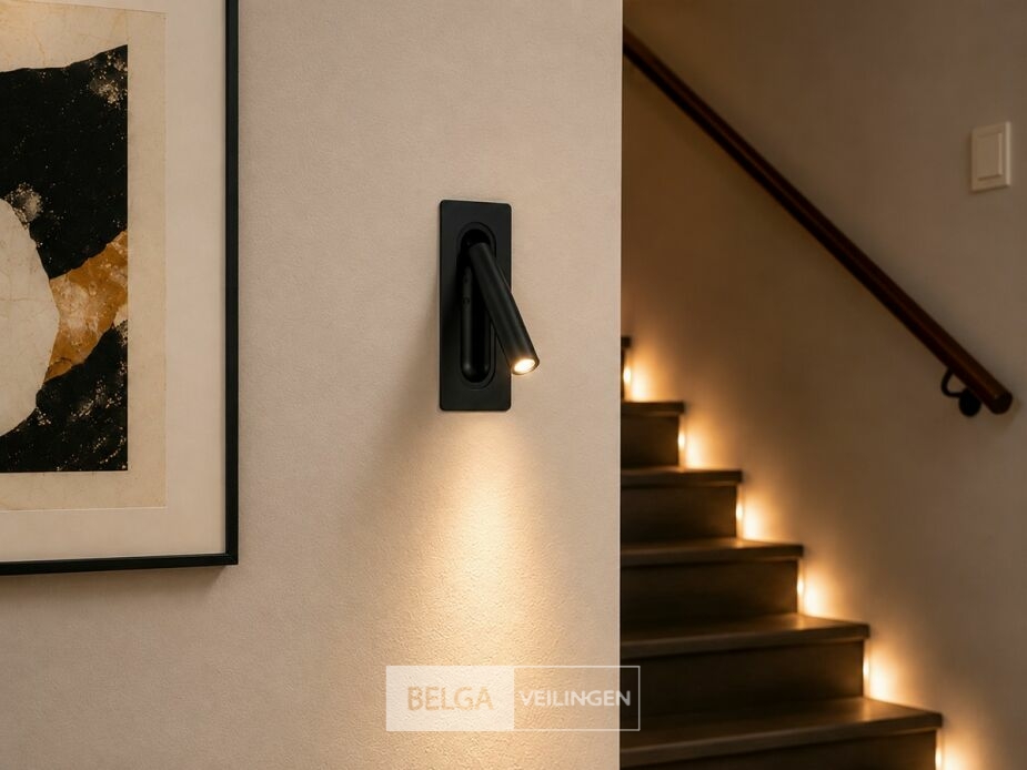 4 x LED Wandlamp 3W – 4200K Neutraal Wit - Zwart – IP20 – BELEK – foto 4 – kavel bij Belga Veilingen