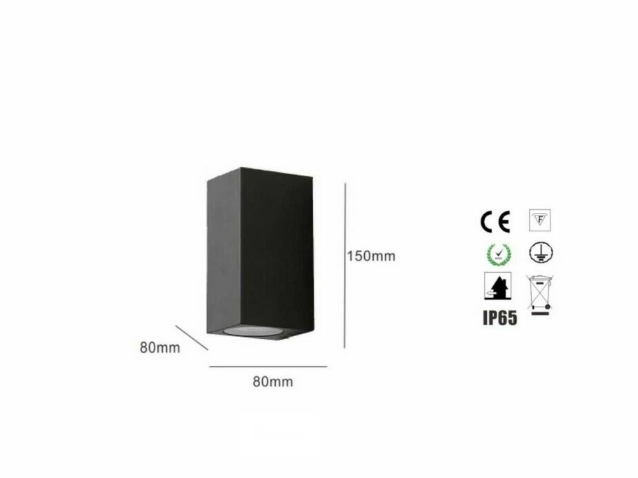 10 x Buiten Wandlamp – GU10 – Rechthoek – Dubbele Lichtuitgang – IP65 – Zwart – foto 5 – kavel bij Belga Veilingen