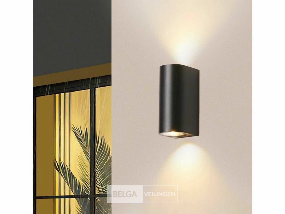 6 x Buiten Wandlamp – GU10 – Dubbele Lichtuitgang – IP65 – Zwart – foto 2 – kavel bij Belga Veilingen