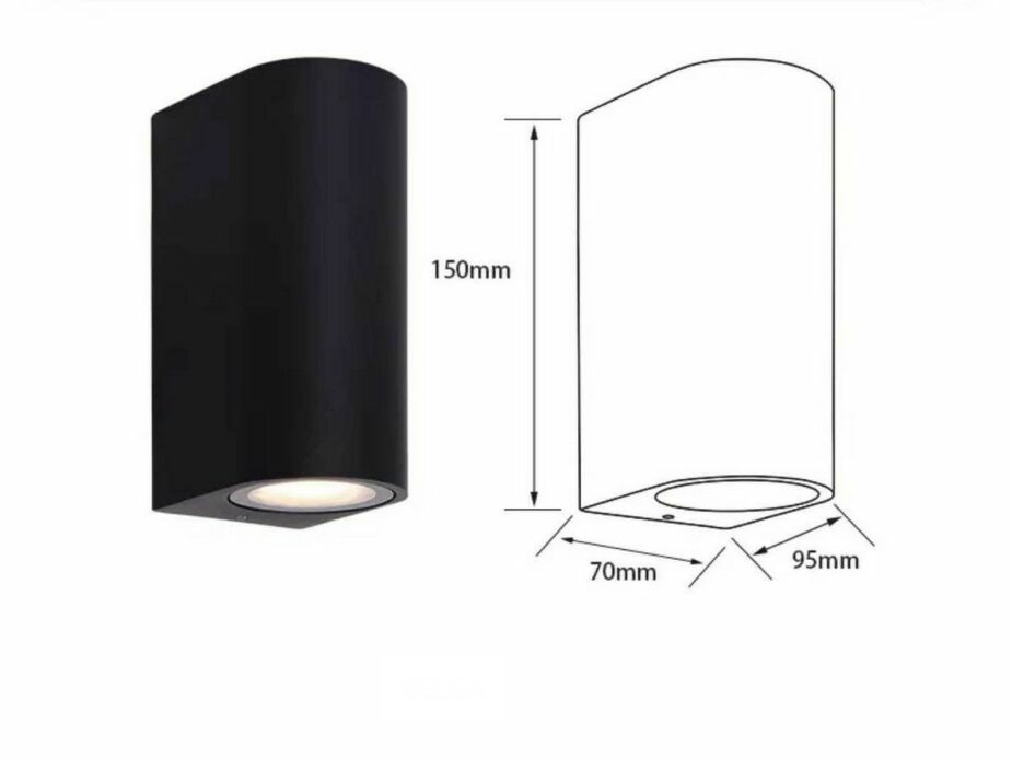 6 x Buiten Wandlamp – GU10 – Dubbele Lichtuitgang – IP65 – Zwart – foto 4 – kavel bij Belga Veilingen