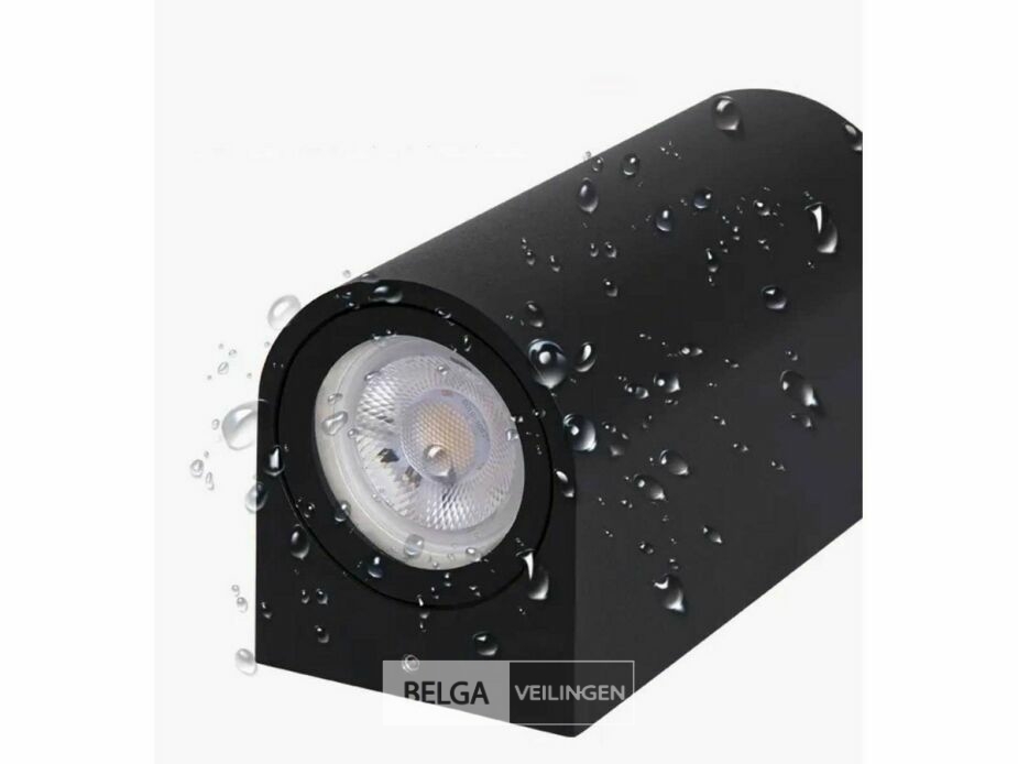 10 x Buiten Wandlamp – GU10 – Dubbele Lichtuitgang – IP65 – Zwart – foto 5 – kavel bij Belga Veilingen