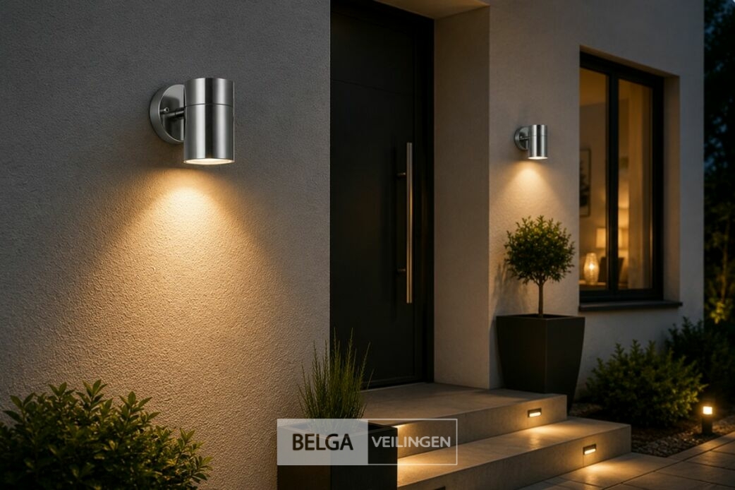 4 x Buiten Wandlamp GU10 – Mat Chroom – IP44 – MANOLYA-1 – foto 2 – kavel bij Belga Veilingen