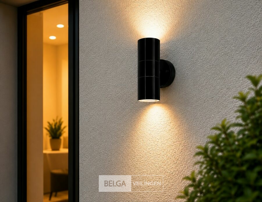 4 x Buiten Wandlamp Up & Down – 2xGU10 – Zwart – IP44 – MANOLYA-2 – foto 4 – kavel bij Belga Veilingen