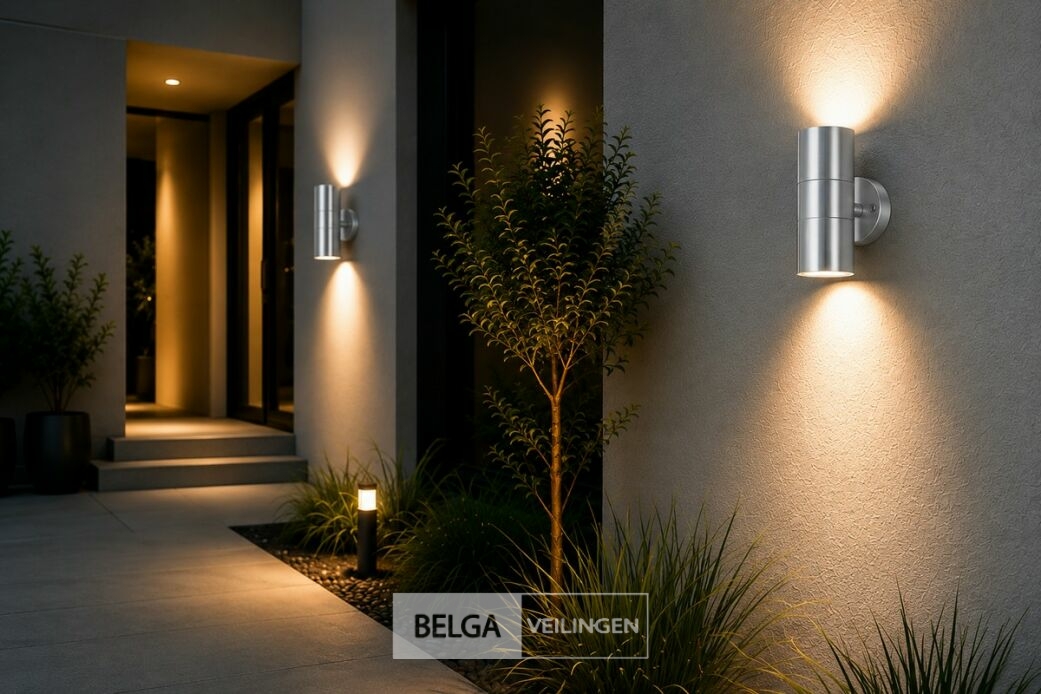 4 x Buiten Wandlamp Up & Down – 2xGU10 – Mat Chroom – IP44 – MANOLYA-2 – foto 2 – kavel bij Belga Veilingen