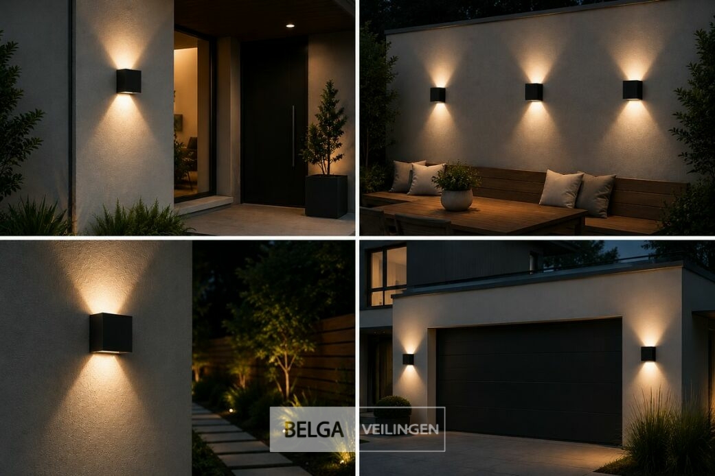 6 x LED Buiten Wandlamp – 4W – 4200K Neutraal Wit - Zwart – IP65 – SEKOYA – foto 4 – kavel bij Belga Veilingen