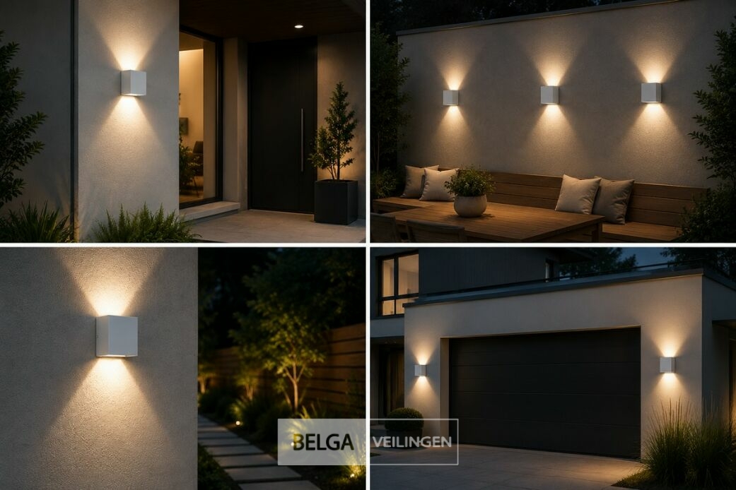 6 x LED Buiten Wandlamp – 4W – 4200K Neutraal Wit - Wit – IP65 – SEKOYA – foto 4 – kavel bij Belga Veilingen