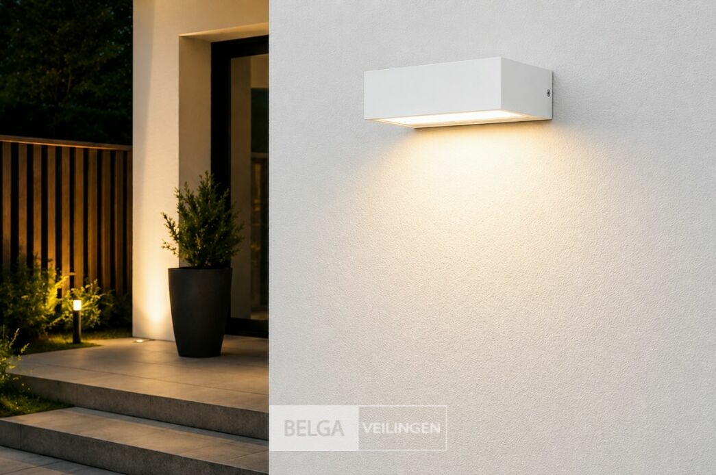 6 x LED Buiten Wandlamp – 9W – 4200K Neutraal Wit - Wit – IP65 – ANDIZ – foto 4 – kavel bij Belga Veilingen