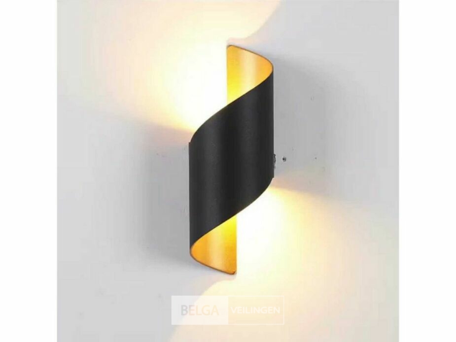 4 x LED Wandlamp – 6W – 3500K Neutraal Wit – IP54 – Zwart/Goud – SW-34 – foto 2 – kavel bij Belga Veilingen