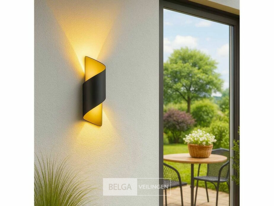 4 x LED Wandlamp – 6W – 3500K Neutraal Wit – IP54 – Zwart/Goud – SW-34 – foto 3 – kavel bij Belga Veilingen