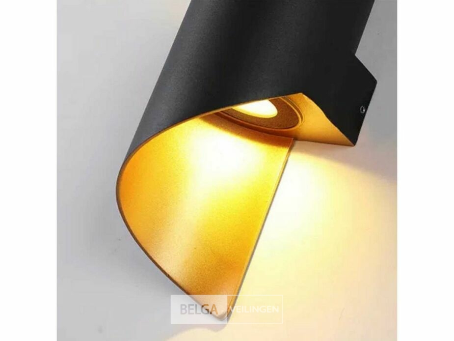 4 x LED Wandlamp – 6W – 3500K Neutraal Wit – IP54 – Zwart/Goud – SW-34 – foto 4 – kavel bij Belga Veilingen