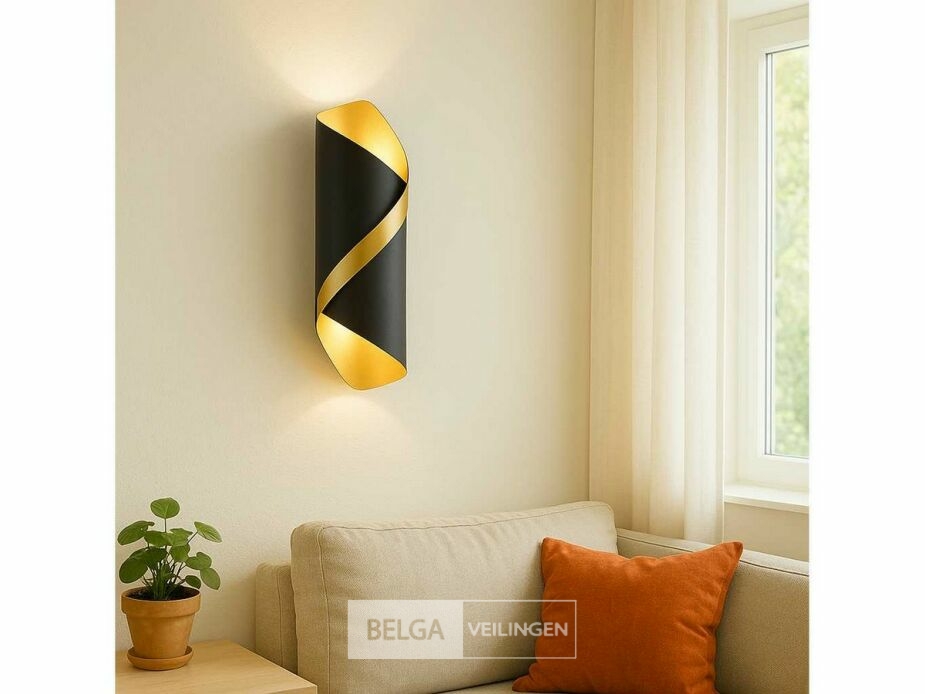 4 x LED Wandlamp – 6W – 3500K Neutraal Wit – IP54 – Zwart/Goud – SW-35 – foto 2 – kavel bij Belga Veilingen