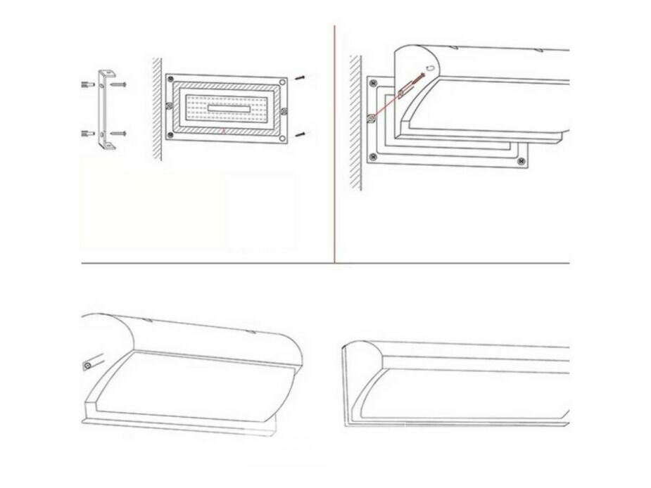 4 x LED Wandlamp – 12W – 3500K Neutraal Wit – IP54 – Zwart – SAW-05 – foto 5 – kavel bij Belga Veilingen