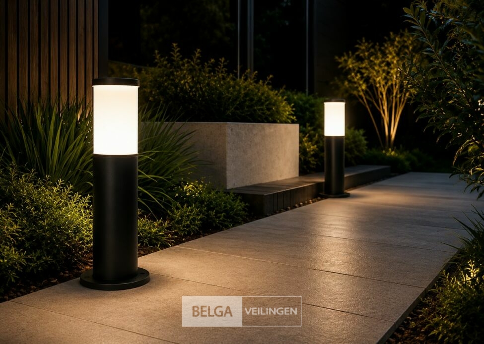 4 x Buitenlamp Tuinpaal – E27 – Zwart – IP44 – 300mm – KAVAK-3 – foto 2 – kavel bij Belga Veilingen