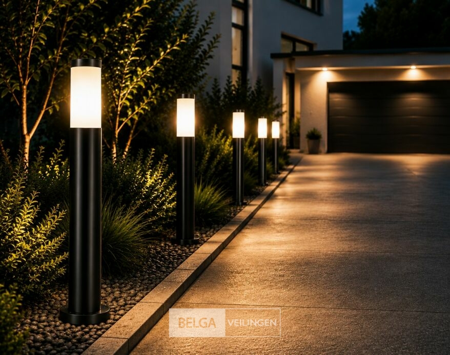 4 x LED Tuinlamp – E27 – IP44 – Zwart – 80cm – Buitenverlichting – KAVAK-5 – foto 2 – kavel bij Belga Veilingen