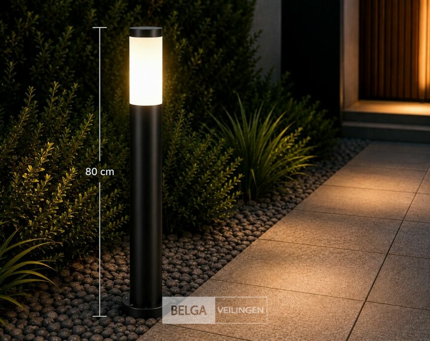 4 x LED Tuinlamp – E27 – IP44 – Zwart – 80cm – Buitenverlichting – KAVAK-5 – foto 4 – kavel bij Belga Veilingen