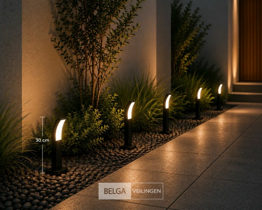 4 x LED Buiten Sokkel Lamp – 12W – 4200K Neutraal Wit - Zwart – IP65 – PRESTIGE-2 – foto 2 – kavel bij Belga Veilingen