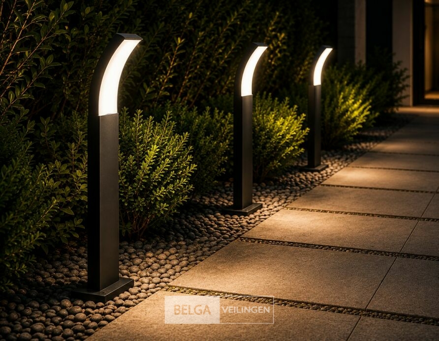 4 x LED Buiten Sokkel Lamp – 12W – 4200K Neutraal Wit - Zwart – IP65 – PRESTIGE-3 – foto 2 – kavel bij Belga Veilingen