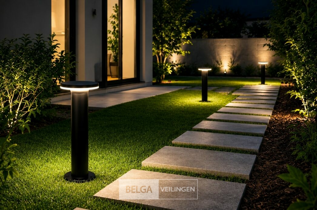 4 x LED Buiten Sokkel Lamp – 12W – 4200K Neutraal Wit - Zwart – IP65 – DEXTER-2 – foto 2 – kavel bij Belga Veilingen