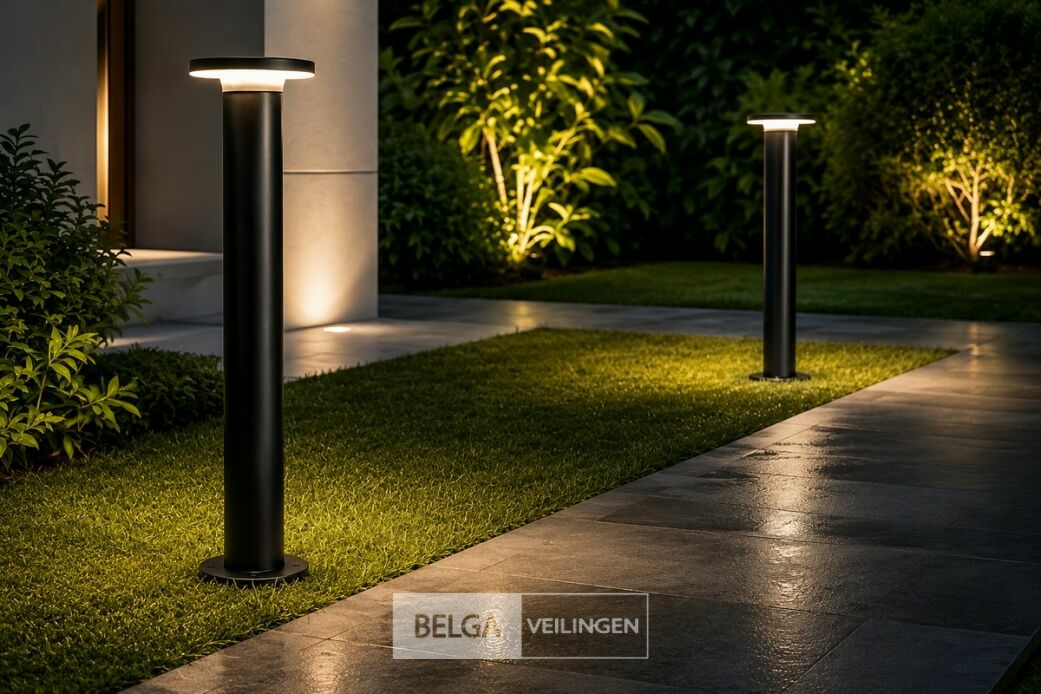 4 x LED Buiten Sokkel Lamp – 12W – 4200K Neutraal Wit - Zwart – IP65 – DEXTER-3 – foto 2 – kavel bij Belga Veilingen