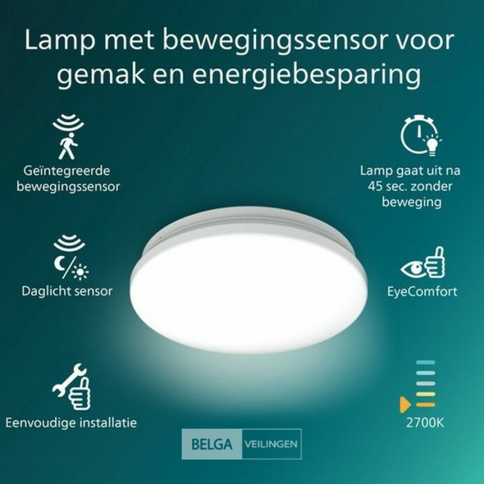 Philips plafondlamp led 1350 lumen 12W 2700K IP20 – foto 4 – kavel bij Belga Veilingen, Bree