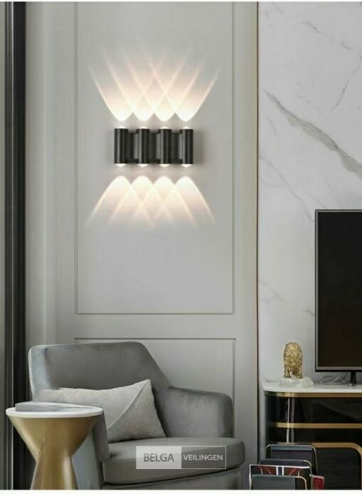 4 x Bidirectionele LED Wandlamp – 8W – 3500K Warm Wit – IP54 – SW-47-4 – foto 3 – kavel bij Belga Veilingen
