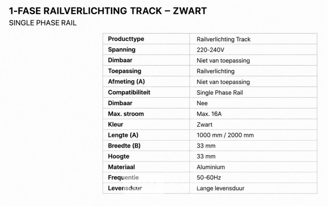 10 x Railverlichting Track – 1 Fase – 2 Meter – Zwart - LIGHTING TRACK – foto 6 – kavel bij Belga Veilingen