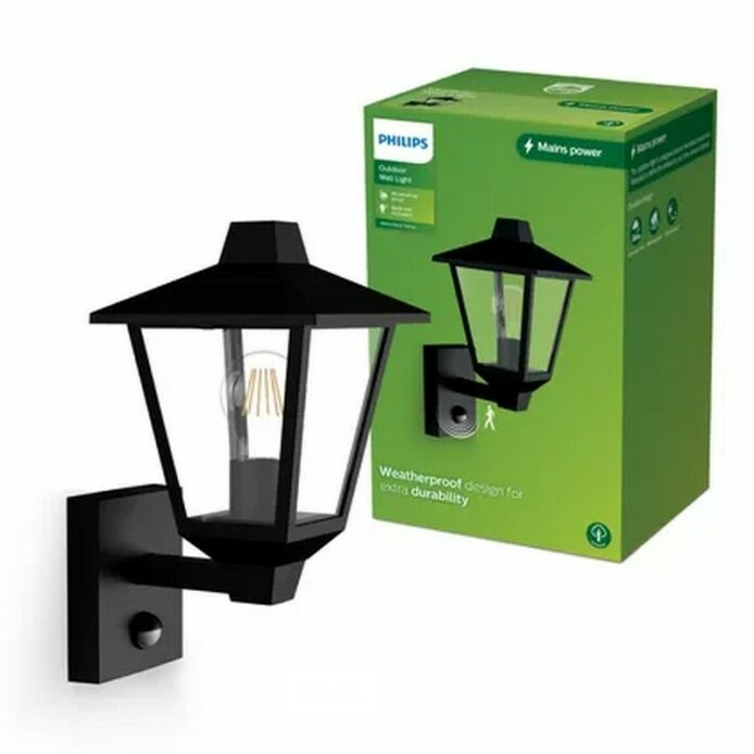 Philips Buitenwandlamp Kinno - Zwart - E27 - 25W - met Sensor – foto 2 – kavel bij Belga Veilingen, Bree
