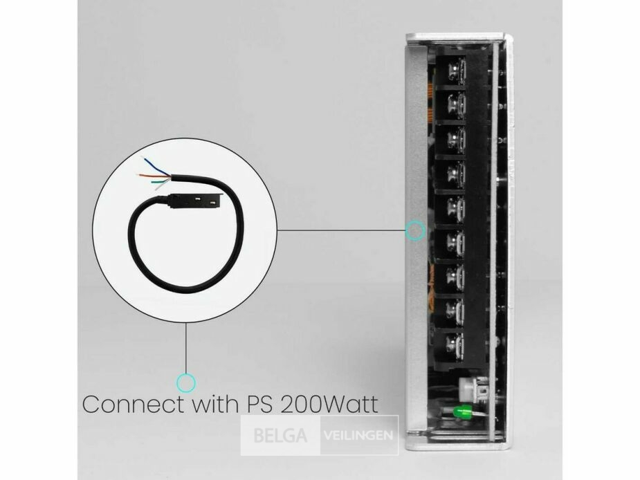 4 x Voedingsconnector met Kabel voor Magnetische Rail – 48V – Zwart – foto 3 – kavel bij Belga Veilingen