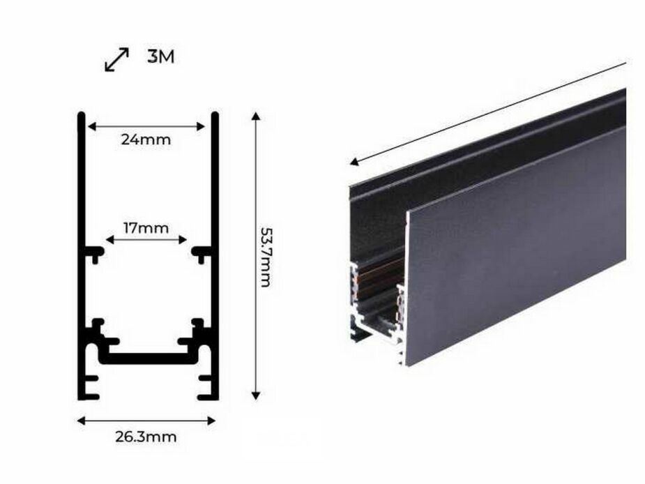 3 x Magnetische Rail voor Opbouw – 20mm – 48V – 2 Meter – Zwart – foto 7 – kavel bij Belga Veilingen