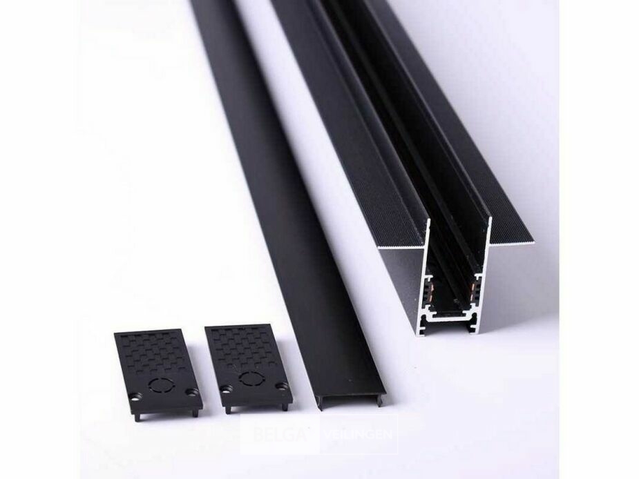 3 x Inbouw Magnetische Rail – 20mm – 48V – 3 Meter – Zwart – foto 4 – kavel bij Belga Veilingen