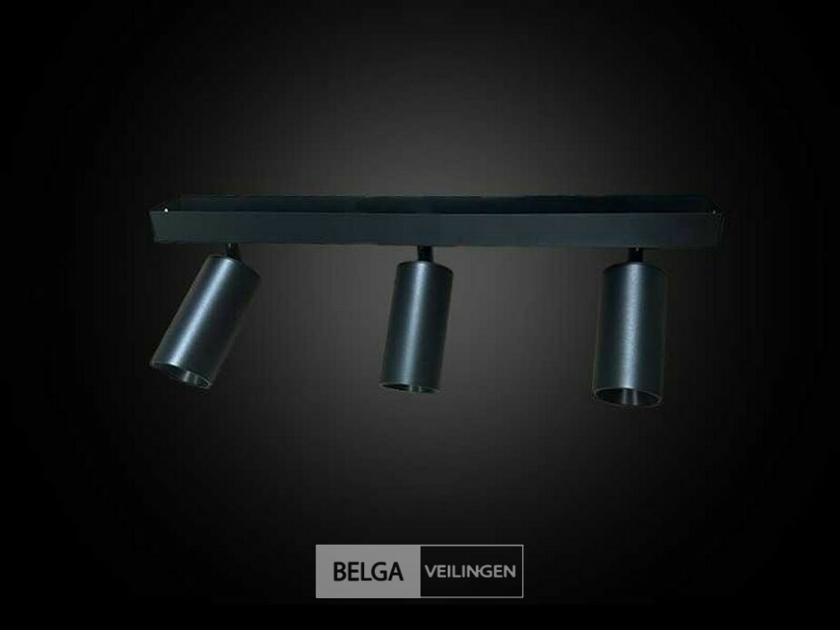 4 x GU10 Opbouwspot Armatuur – 3 Draaibare Spots – IP20 – Zwart – foto 4 – kavel bij Belga Veilingen
