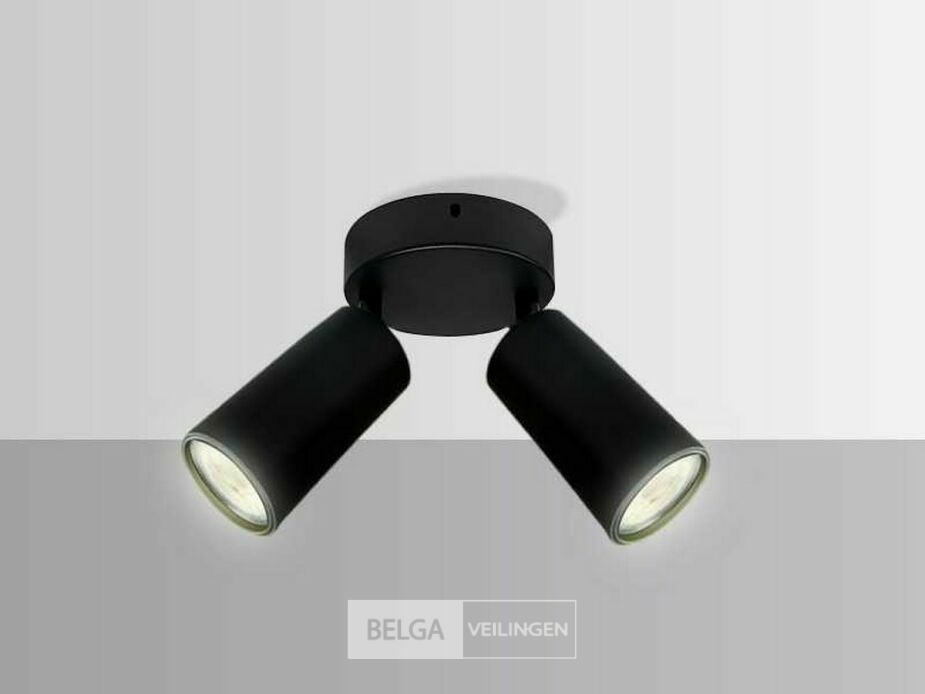 6 x Ronde Plafondlamp – 2 x GU10 – Draaibare Spots – Zwart – foto 3 – kavel bij Belga Veilingen