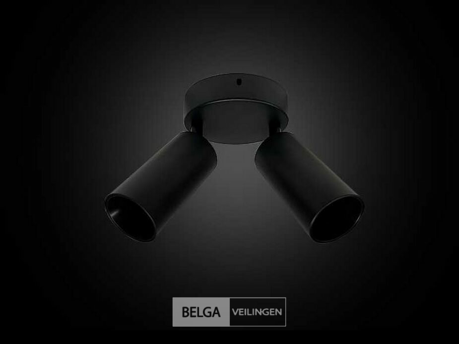 6 x Ronde Plafondlamp – 2 x GU10 – Draaibare Spots – Zwart – foto 4 – kavel bij Belga Veilingen