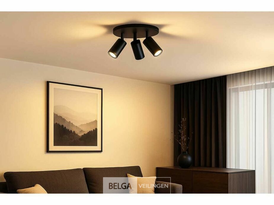 4 x Ronde Opbouwspot – 3 x GU10 – Draaibare Spots – Zwart – foto 2 – kavel bij Belga Veilingen