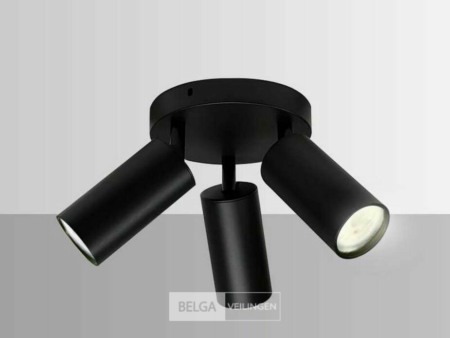 4 x Ronde Opbouwspot – 3 x GU10 – Draaibare Spots – Zwart – foto 6 – kavel bij Belga Veilingen