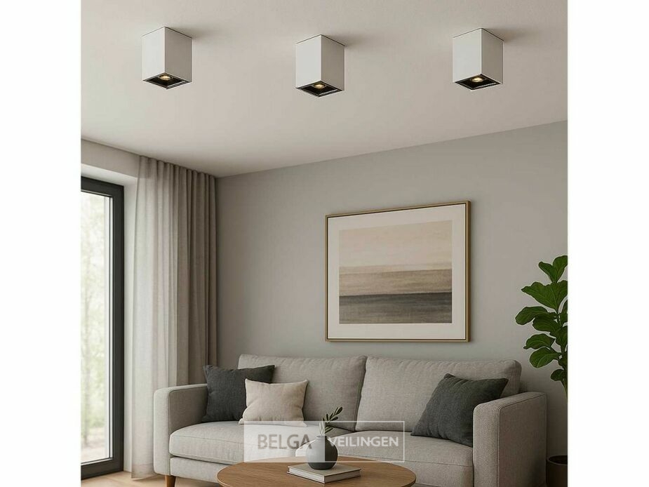 10 x Downlight Fitting – Opbouwarmatuur – GU10 – Vierkant – Wit/Bruin – foto 2 – kavel bij Belga Veilingen
