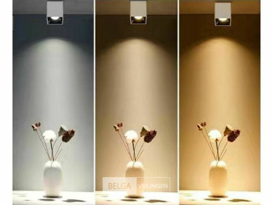 10 x Downlight Fitting – Opbouwarmatuur – GU10 – Vierkant – Wit/Bruin – foto 3 – kavel bij Belga Veilingen