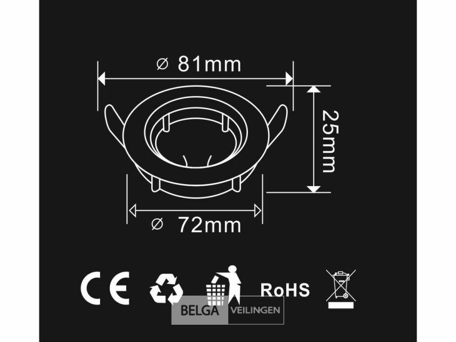 50 x Downlight Fitting – Draaibaar – GU10 – Zilver – IP20 – foto 5 – kavel bij Belga Veilingen