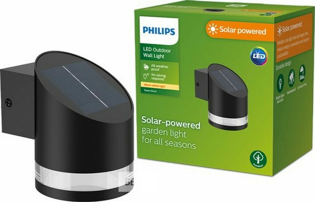 Philips Fyve solar wandlamp - zwart – foto 2 – kavel bij Belga Veilingen, Bree
