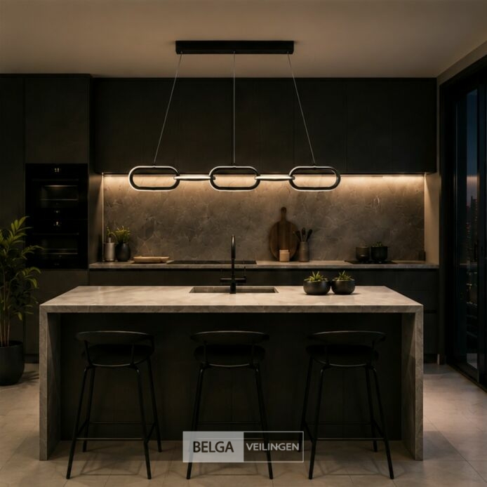 LED Design Hanglamp 36W – 4000K Neutraal Wit - Zwart – IP20 – EMPIRE-36 – foto 4 – kavel bij Belga Veilingen