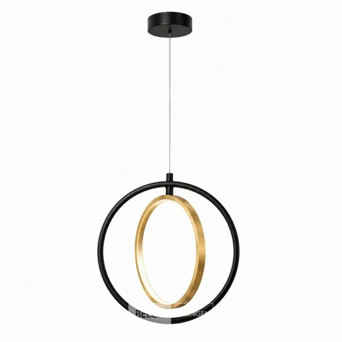 LED Ring Hanglamp 15W – 4000K Neutraal Wit - Zwart/Goud – IP20 – DAXTON-15 – foto 3 – kavel bij Belga Veilingen