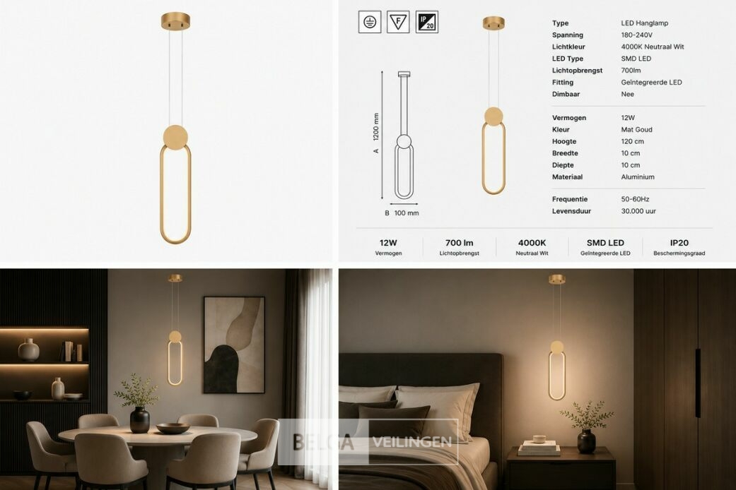 LED Hanglamp 12W – 4000K Neutraal Wit - Rose Gold – IP20 – ALWAYS – foto 6 – kavel bij Belga Veilingen